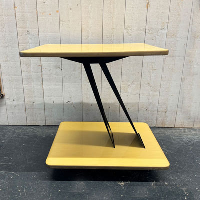 desserte_vintage_formica_jaune_metal_roulettes